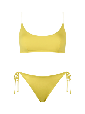 Woman pale yellow bralette bikini Judy Virgo