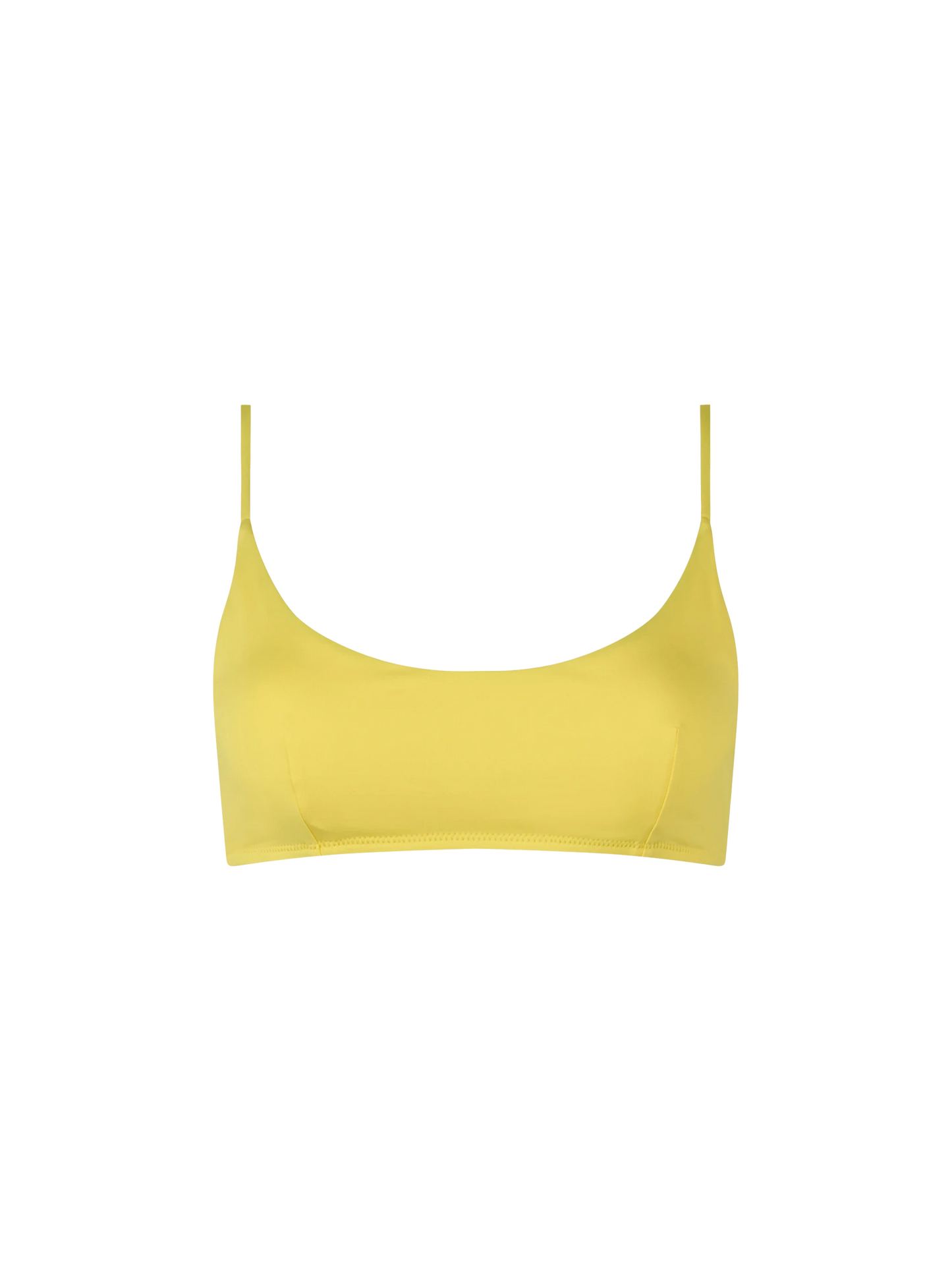 Woman pale yellow bralette beach top Judy