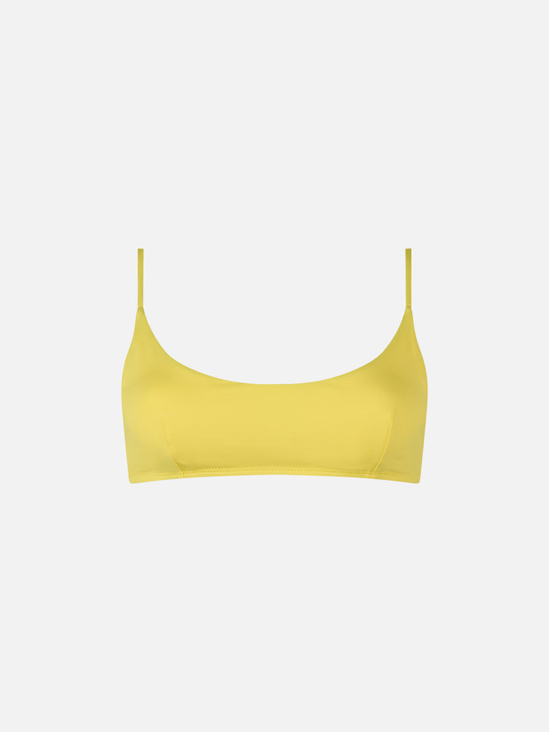 Woman pale yellow bralette beach top Judy