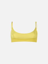 Woman pale yellow bralette beach top Judy