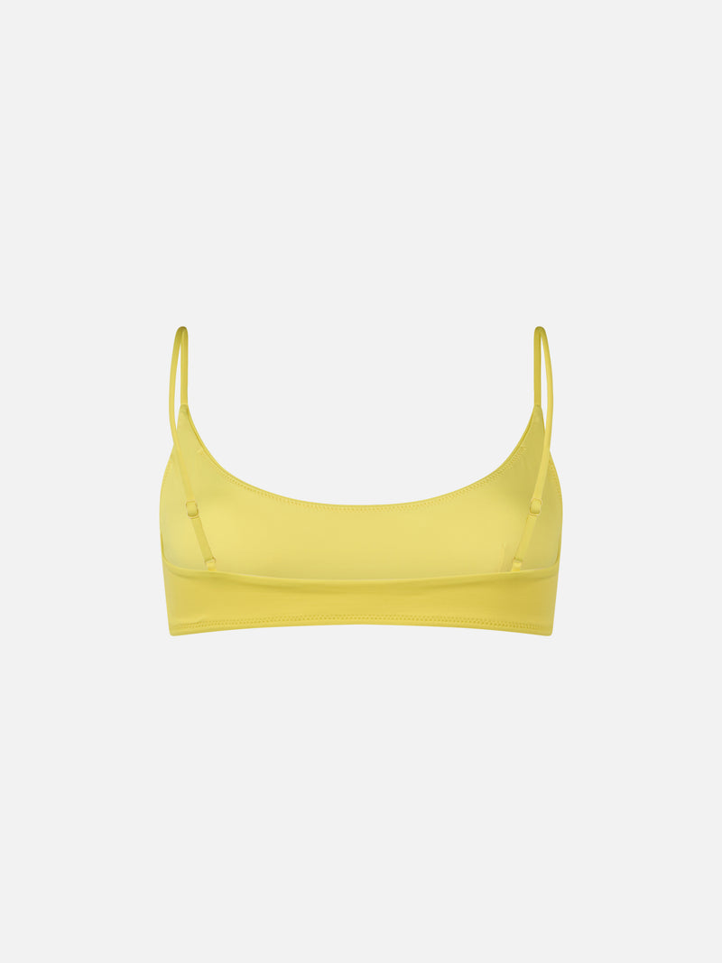 Woman pale yellow bralette beach top Judy