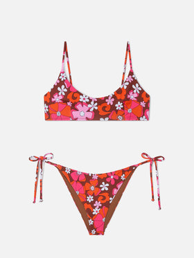 Bikini bralette Judy Virgo con estampado floral retro 
