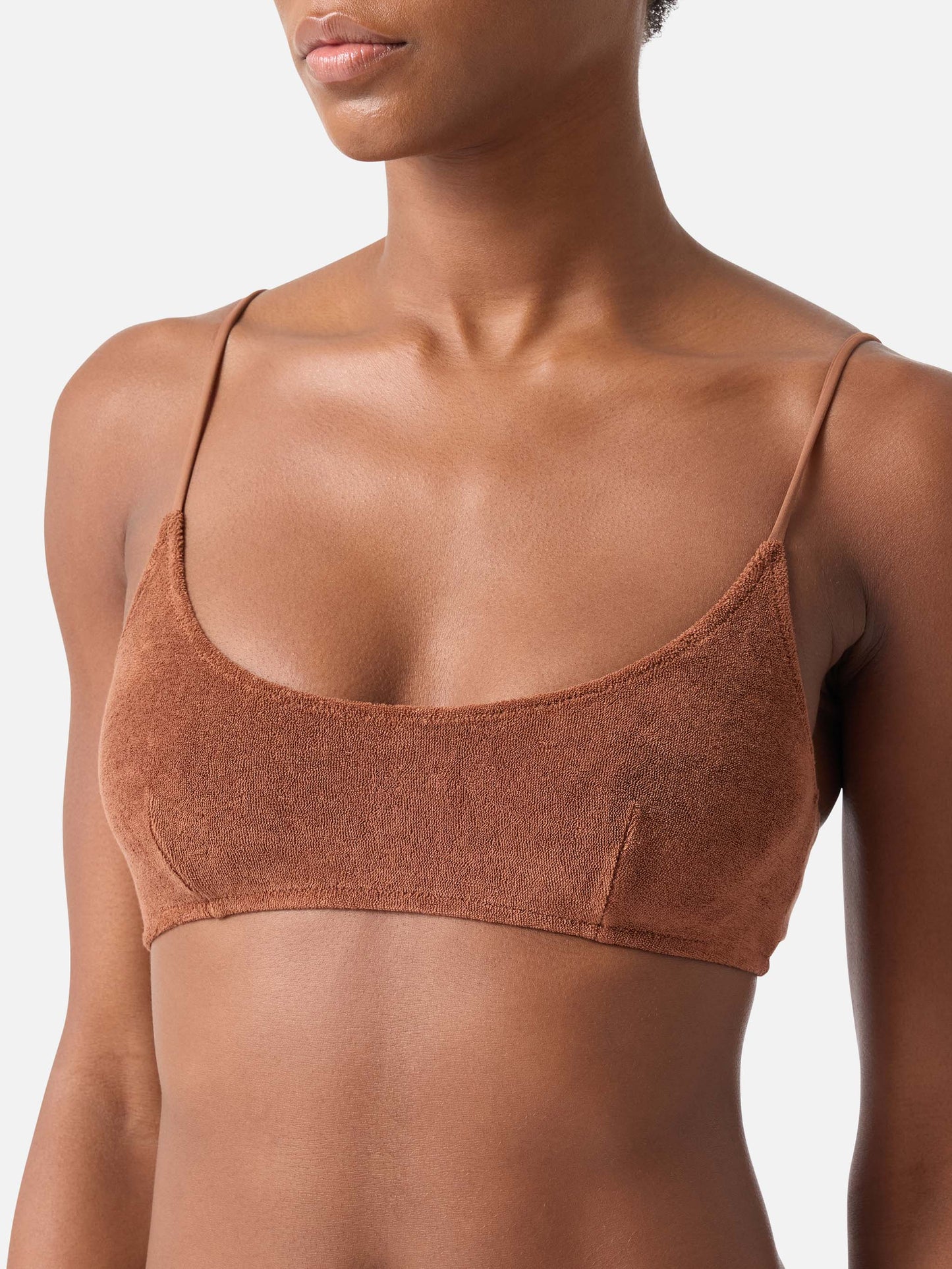 Top bikini Judy bralette marrone in spugna tinta unita