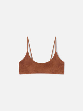 Top bikini Judy bralette marrone in spugna tinta unita