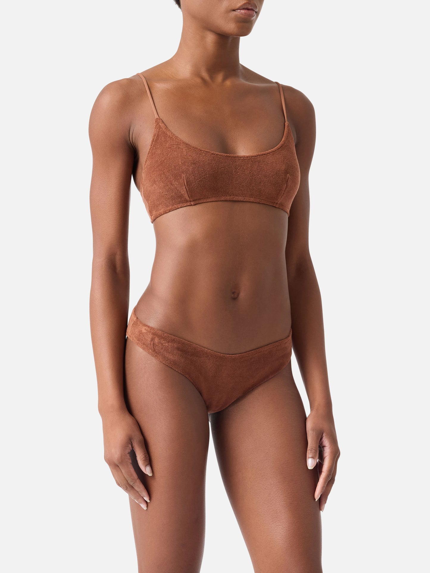 Bikini Judy Elise bralette in tessuto effetto spugna marrone