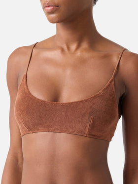 Bikini Judy Elise bralette in tessuto effetto spugna marrone