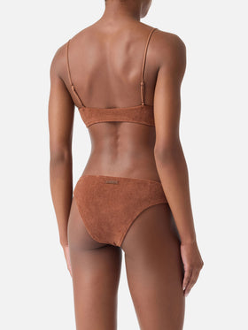 Bikini Judy Elise bralette in tessuto effetto spugna marrone