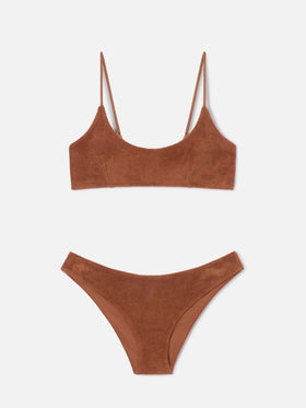 Bikini Judy Elise bralette in tessuto effetto spugna marrone