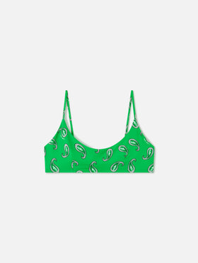 Top de bikini tipo bralette Green Judy con estampado paisley 