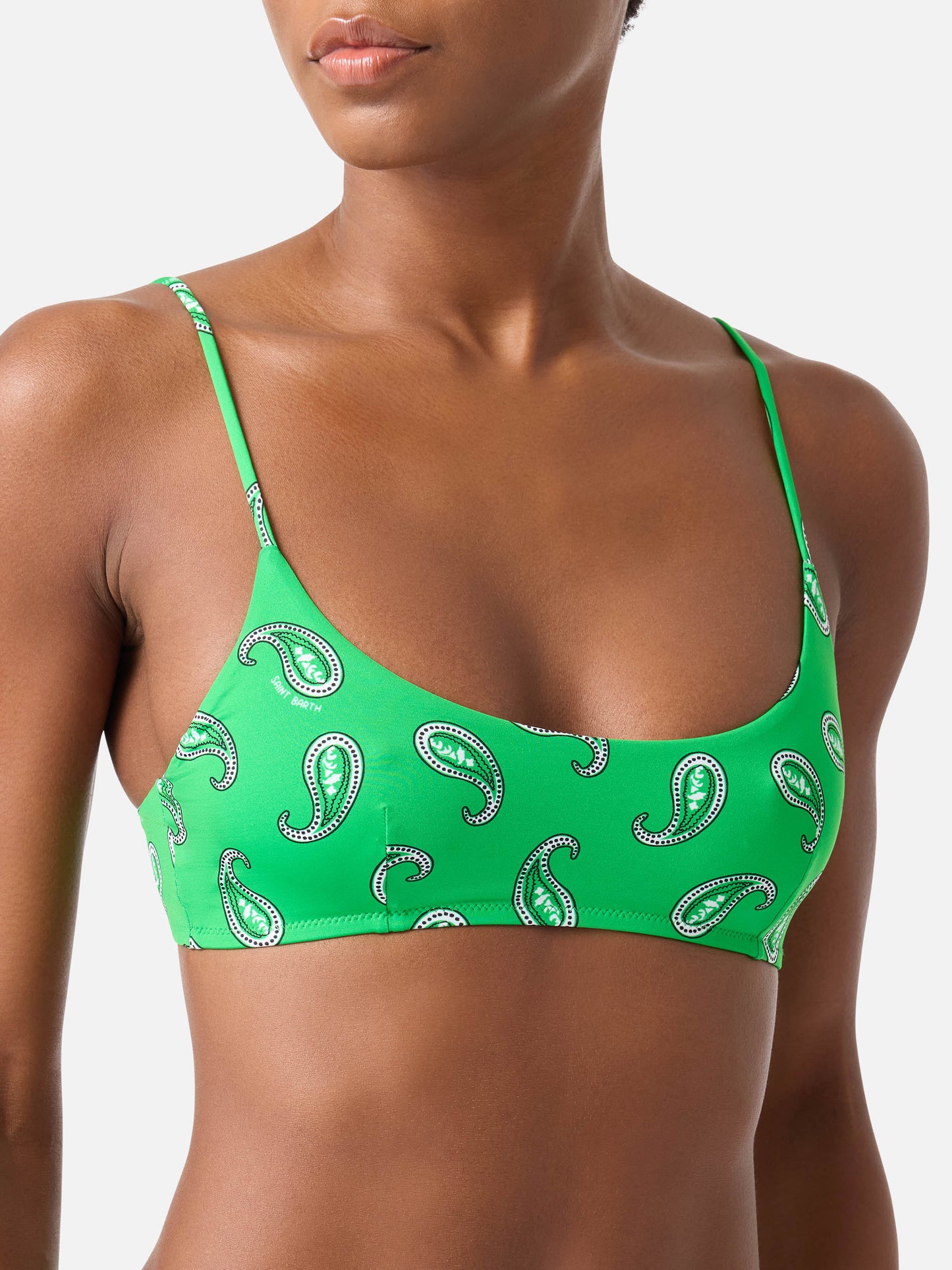 Judy Marielle green paisley bralette bikini