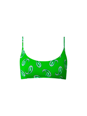 Woman bralette swimsuit with paisley print