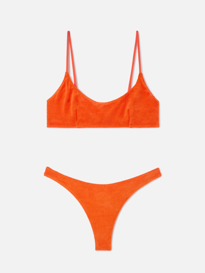 Judy Naomi Bralette-Bikini aus orangefarbenem Frottee 