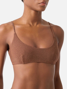 Brown lurex Judy bralette bikini top