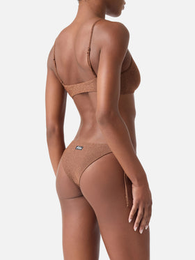 Brown lurex Judy bralette bikini top