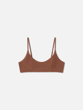 Brown lurex Judy bralette bikini top