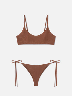 Judy Marielle braunes Lurex-Bralette-Bikini 