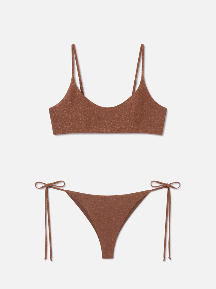 Judy Marielle braunes Lurex-Bralette-Bikini 