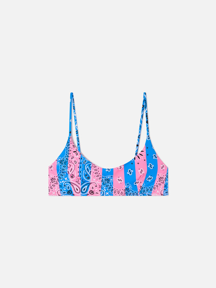 Judy gestreiftes Bandana-Bralette-Bikinioberteil 