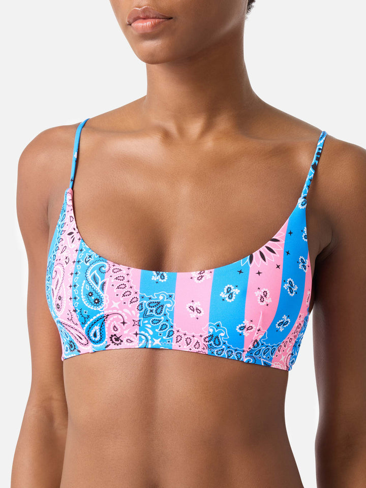 Judy gestreiftes Bandana-Bralette-Bikinioberteil 