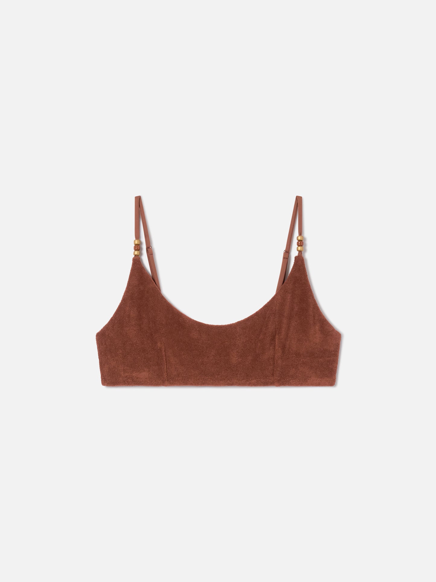 Top de bikini bralette de rizo Brown Judy con charms 