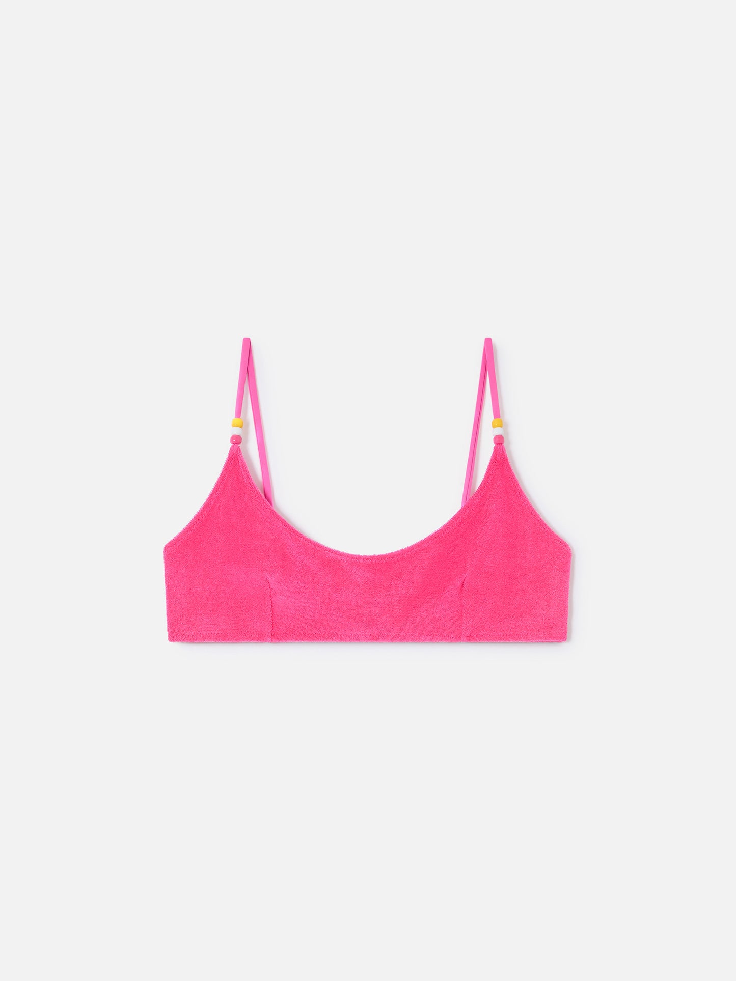 Bralette-Bikinioberteil Judy aus fuchsiafarbenem Frottee 