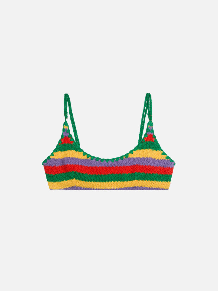 Judy multicolor striped crochet bralette top