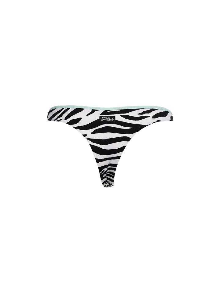 Woman zebra cheeky swim briefs Naomi with piping - MC2 Saint Barth