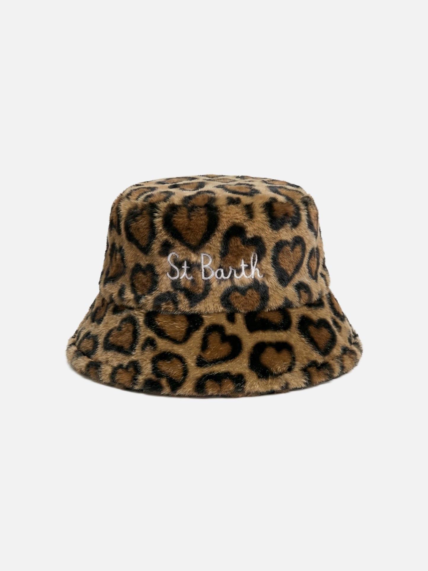 Cappello bucket in pelliccia sintetica con stampa animalier