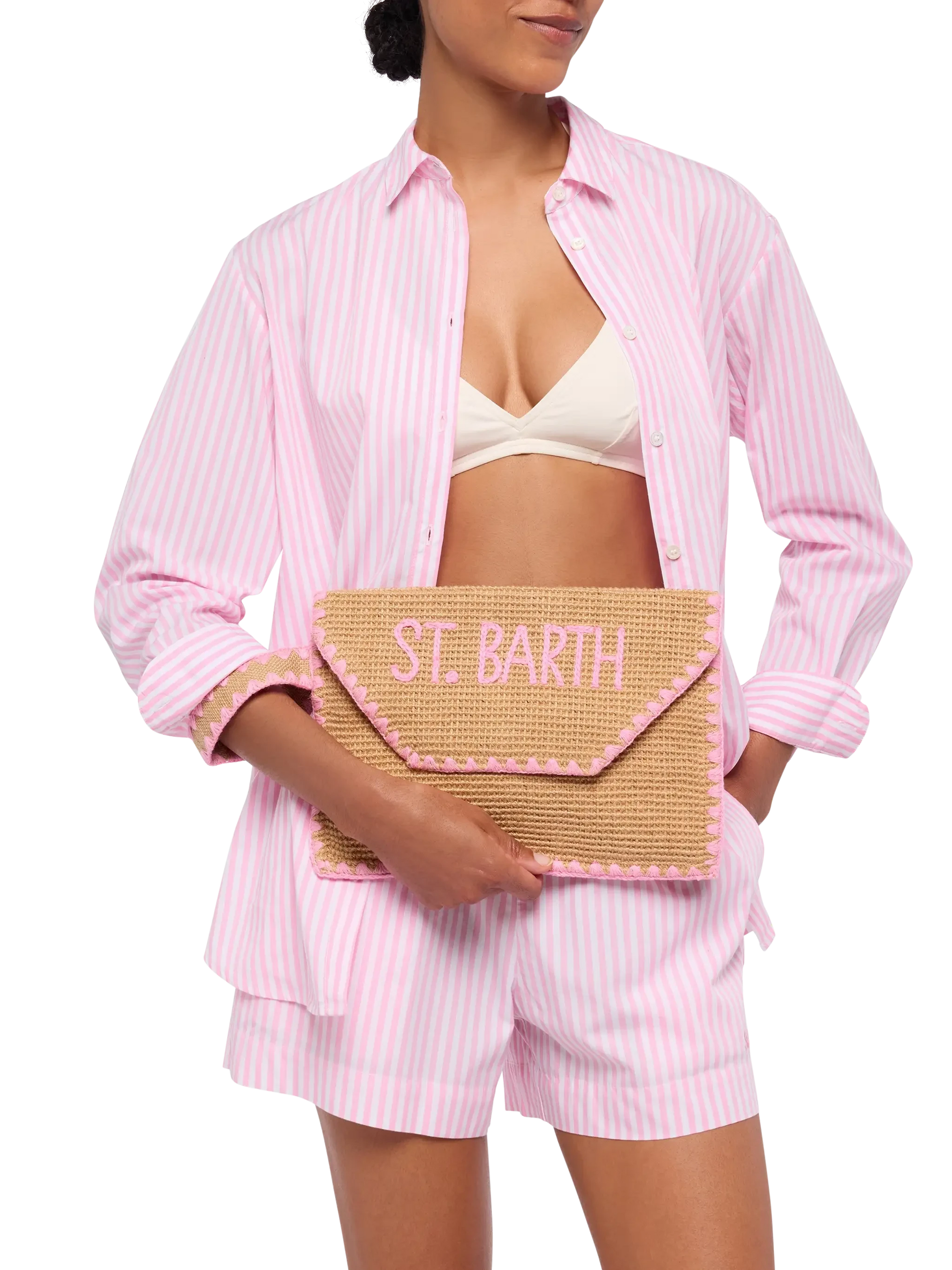 Jute Envelope pouch with trim - MC2 Saint Barth