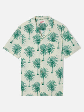 Short sleeves cotton shirt Kalea with palm print