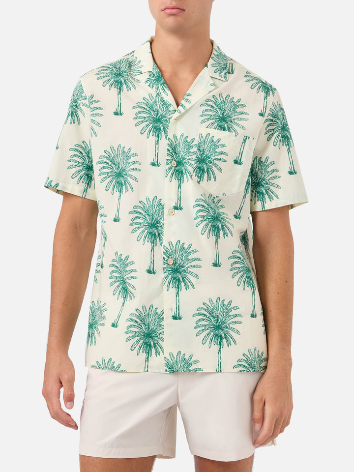 Chemise à manches courtes en coton Kalea avec imprimé palmiers 