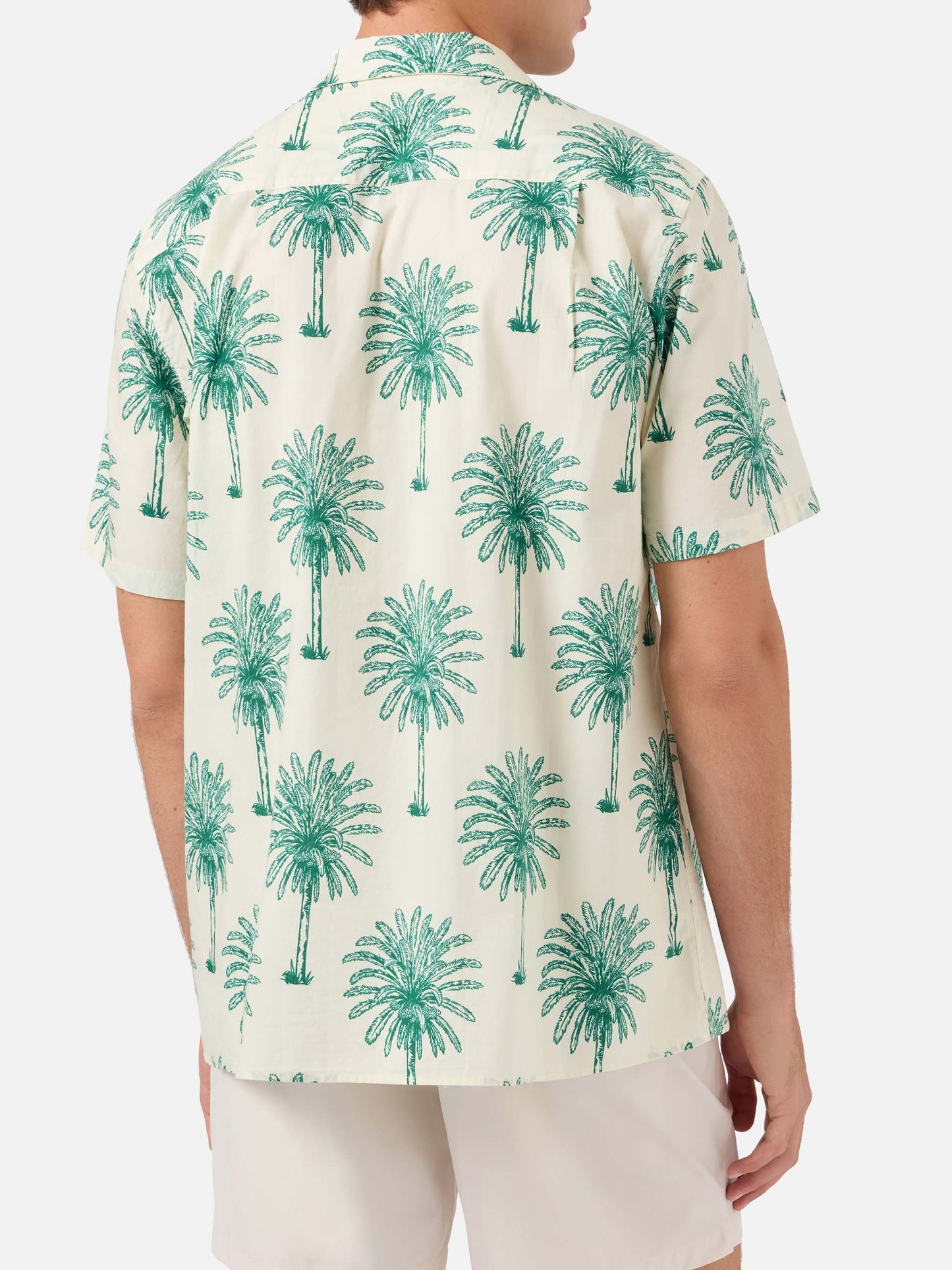 Camisa de algodón de manga corta Kalea con estampado de palmeras 