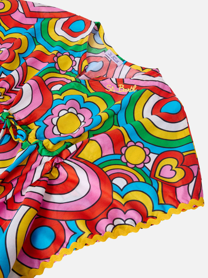 Kate poncho with crazy shapes print