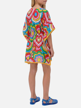 Kate poncho with crazy shapes print
