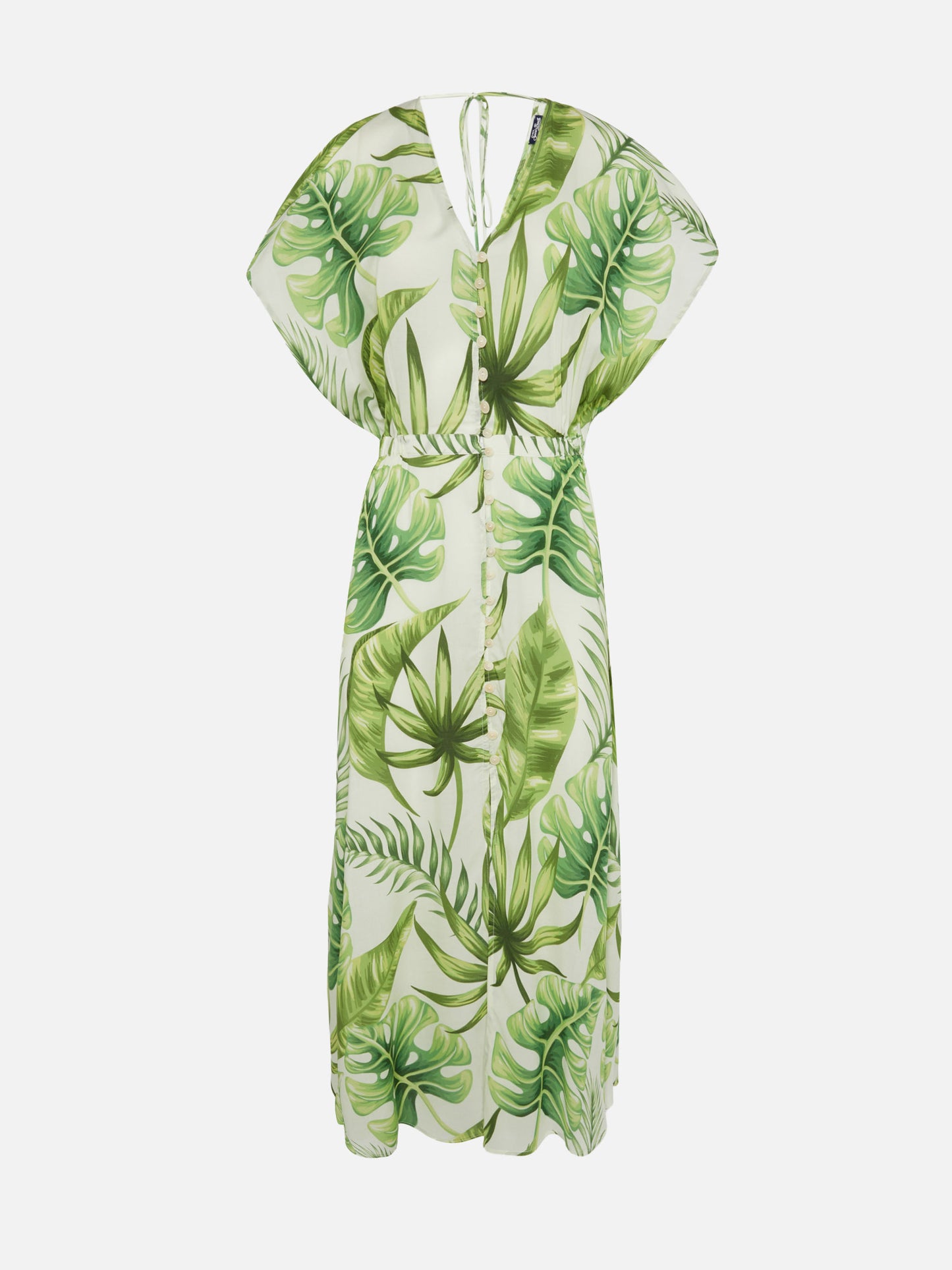 Langes Kleid mit tropischem Blätter-Print