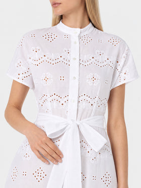 Robe longue Keira en sangallo blanc 