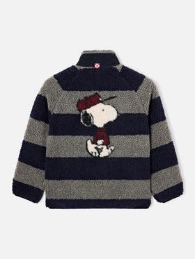 Giacca Keystone grigia in tessuto teddy con intarsio Snoopy sul retro | Special edition