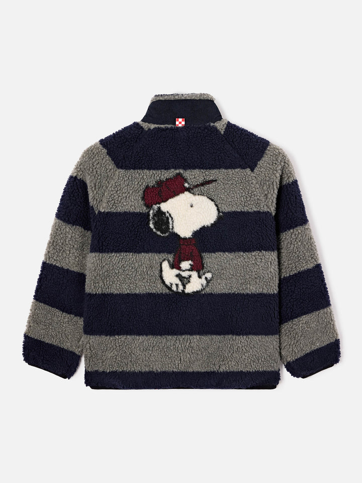 Giacca Keystone grigia in tessuto teddy con intarsio Snoopy sul retro | Special edition
