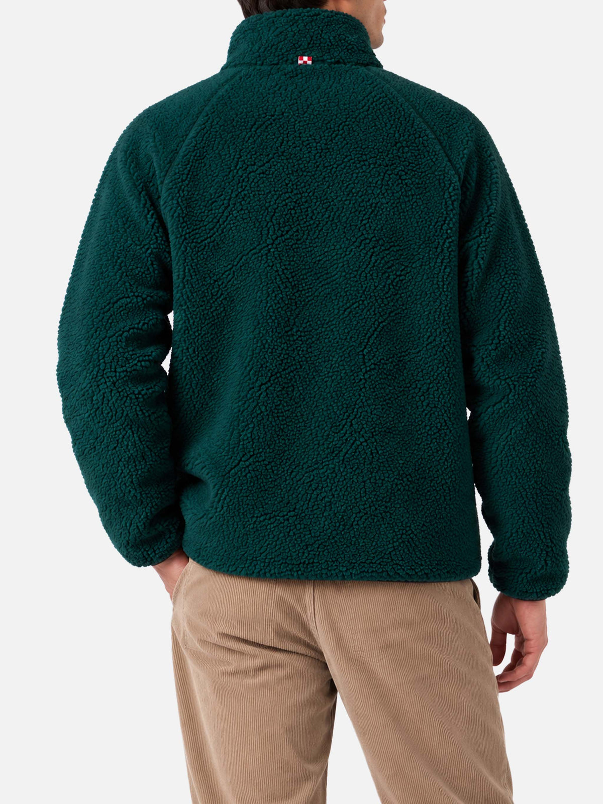 Green Keystone sherpa jacket with pied de poule pockets