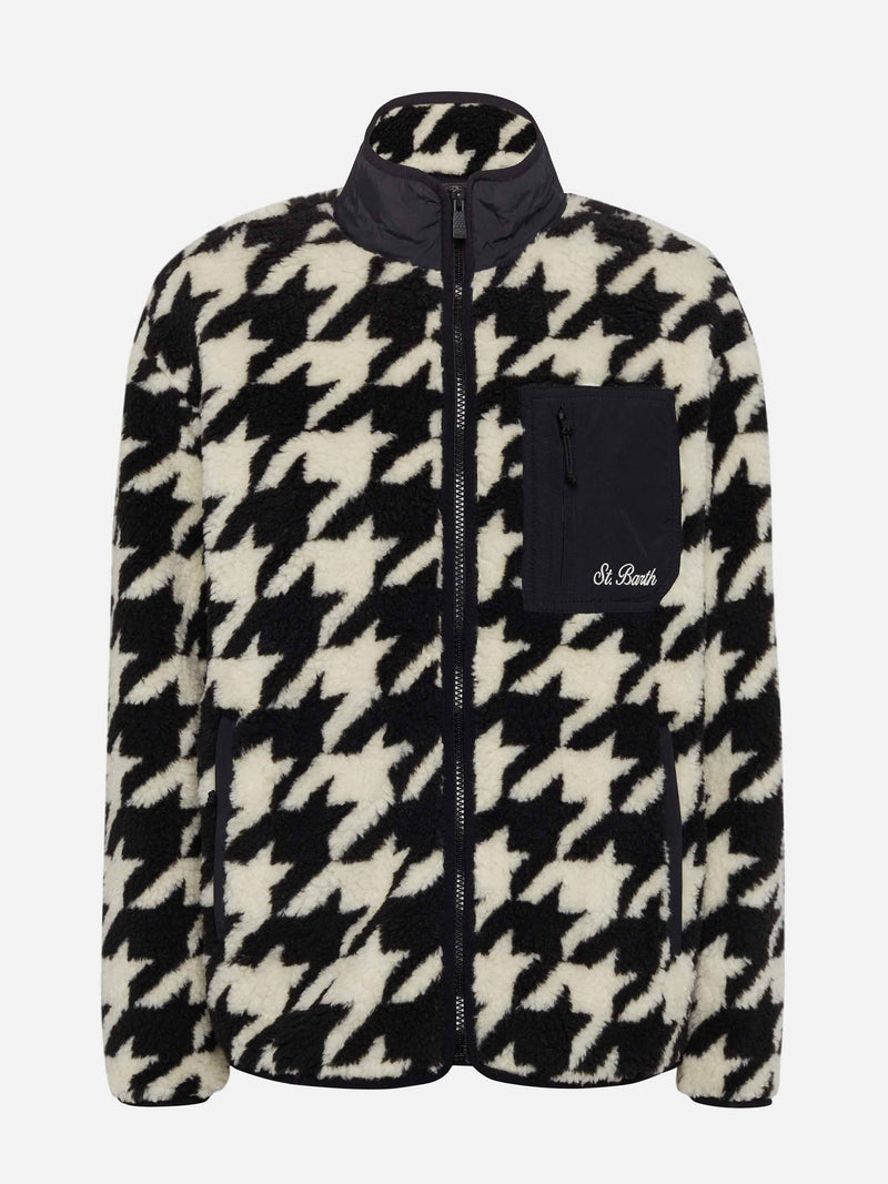 Teddy-fleece jacket Keystone with pied de poule print