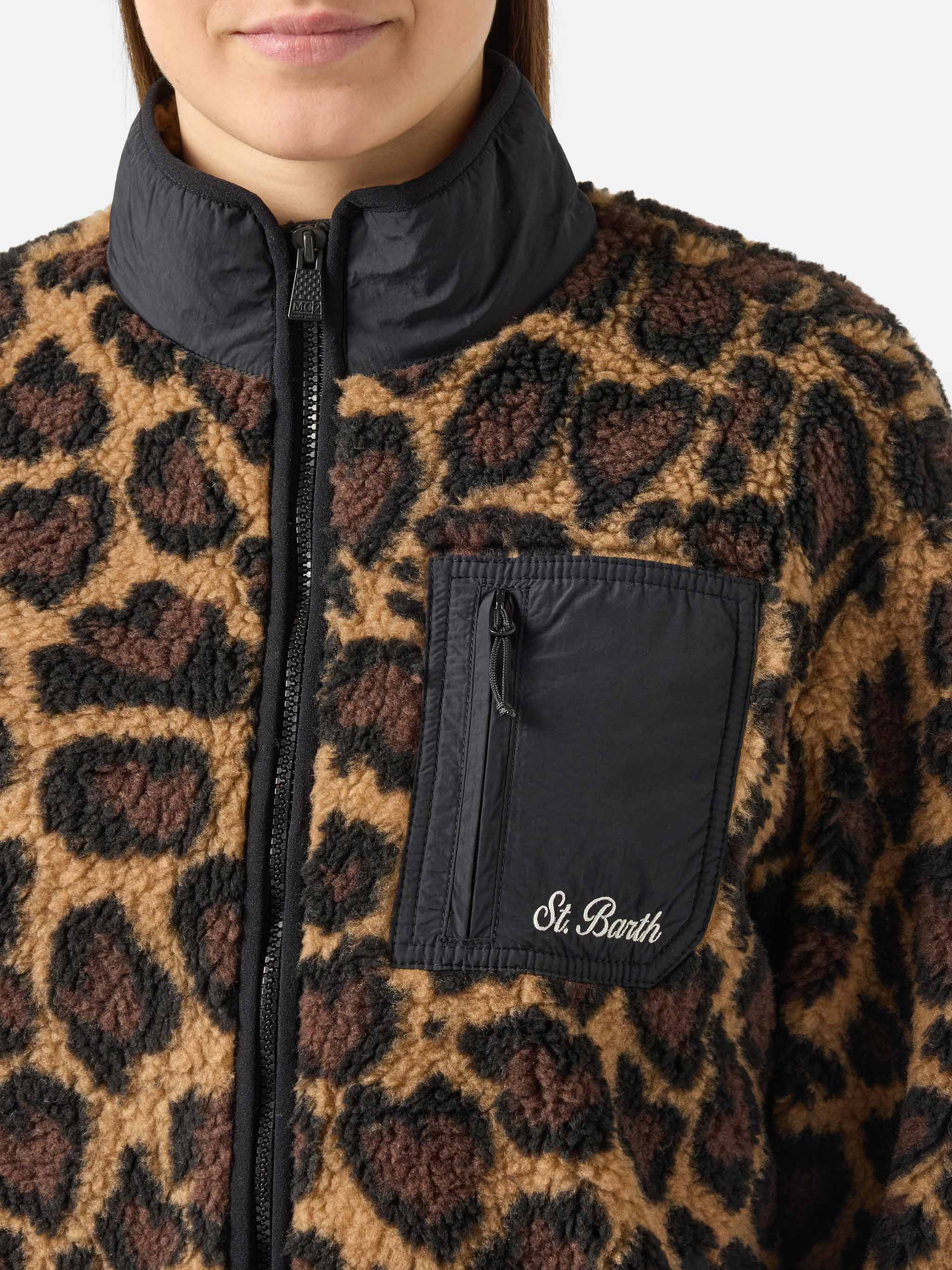Teddy-fleece jacket Keystone with leopard print – MC2 Saint Barth