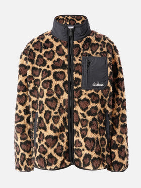 Teddy-fleece jacket Keystone with leopard print