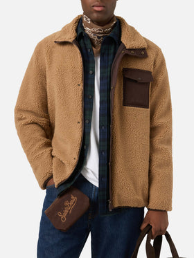 Giacca Keystone beige in teddy con chiusura zip