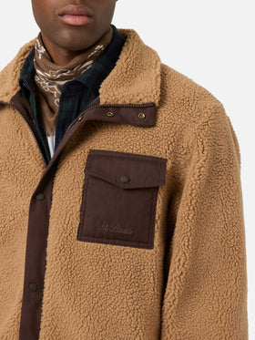 Giacca Keystone beige in teddy con chiusura zip