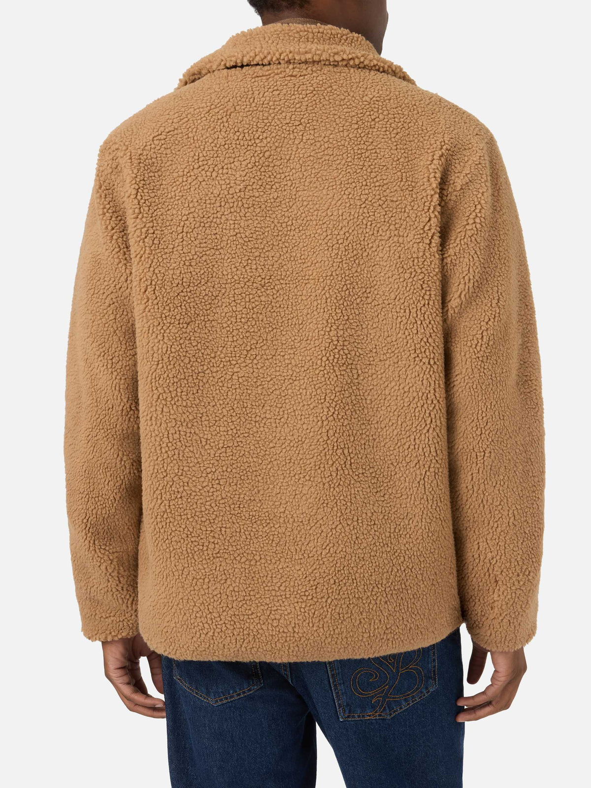Giacca Keystone beige in teddy con chiusura zip