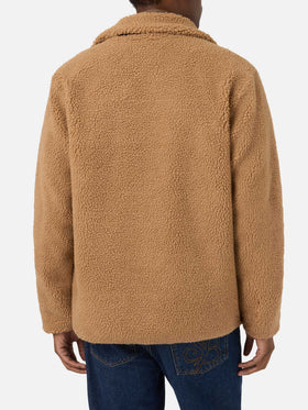Giacca Keystone beige in teddy con chiusura zip