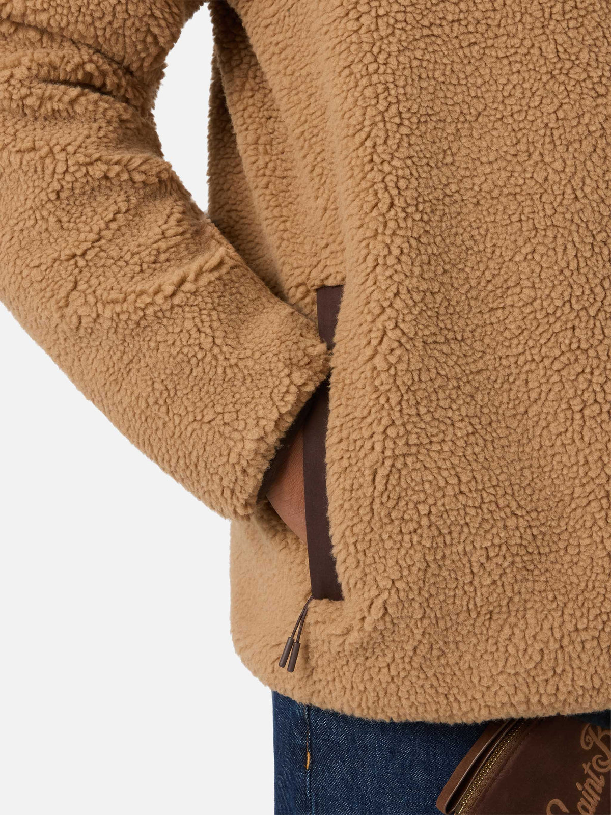 Giacca Keystone beige in teddy con chiusura zip