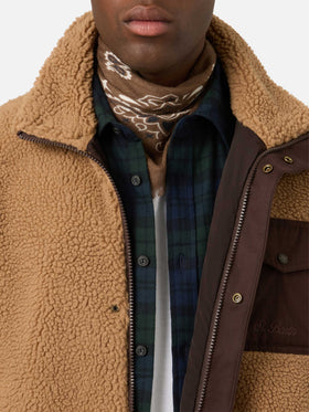 Giacca Keystone beige in teddy con chiusura zip