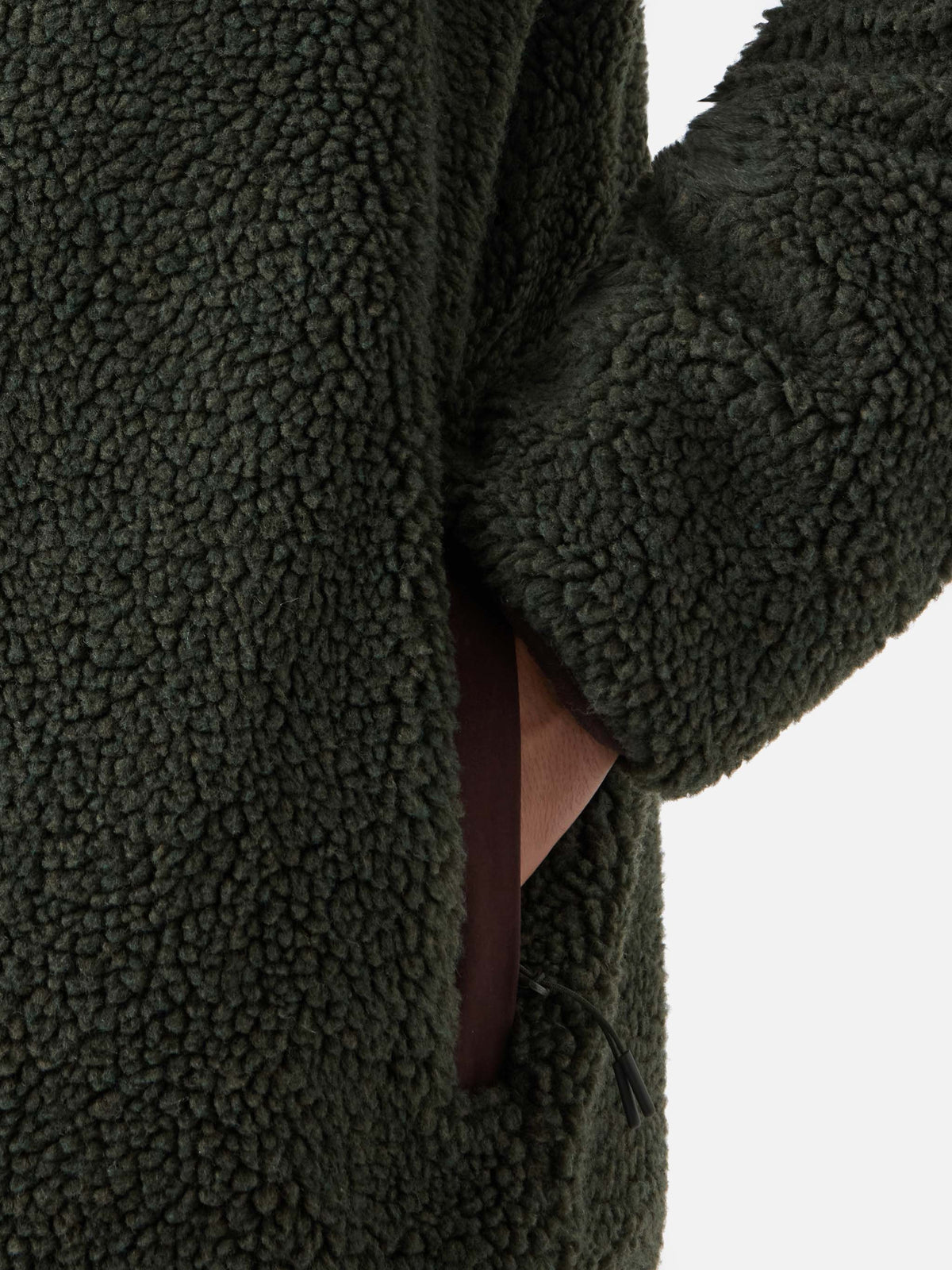 Giacca Keystone verde militare in teddy con chiusura zip