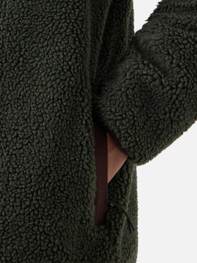 Giacca Keystone verde militare in teddy con chiusura zip